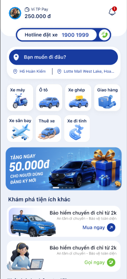 Giao diện App Thành Phát GO